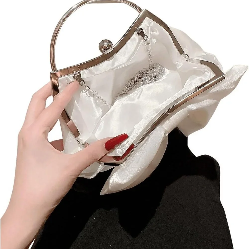 Women's Polyester Bow Decor Clutch Evening Crossbody Handbag
